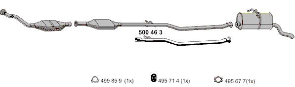 Труба выхлопного газа; Ремонтная трубка, катализатор 500463