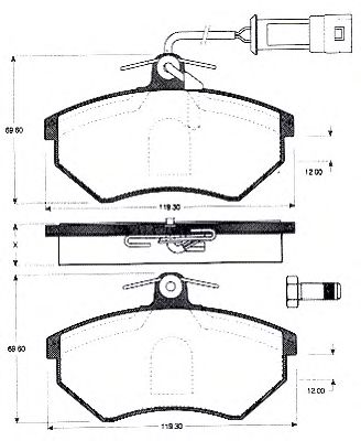 Комплект тормозных колодок, дисковый тормоз BLF607