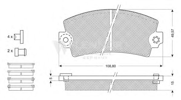 Комплект тормозных колодок, дисковый тормоз FB210804