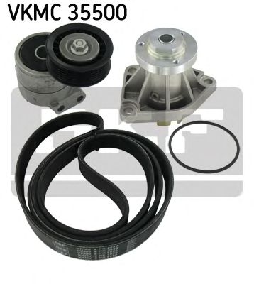Water Pump + V-Ribbed Belt Kit VKMC 35500
