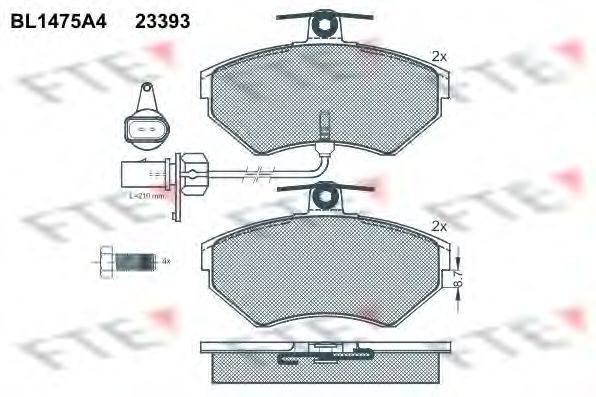 Kit de plaquettes de frein, frein à disque BL1475A4