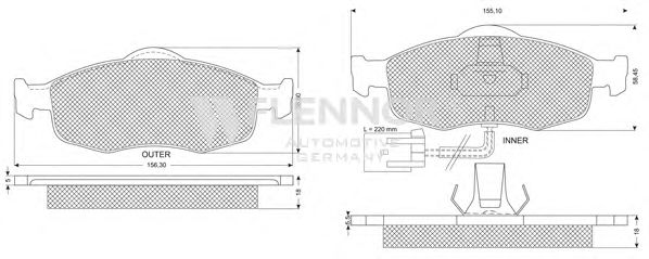 Комплект тормозных колодок, дисковый тормоз FB211284