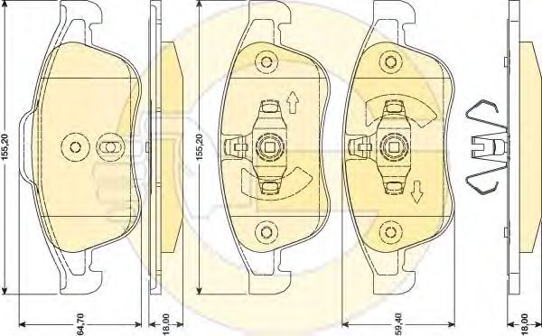 Комплект тормозных колодок, дисковый тормоз 6117892