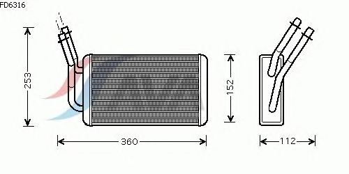 Permutador de calor, aquecimento do habitáculo FD6316
