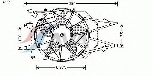 Вентилятор, охлаждение двигателя FD7532