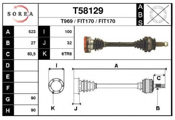 Aandrijfas T58129