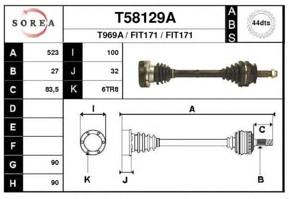 Arbre de transmission T58129A