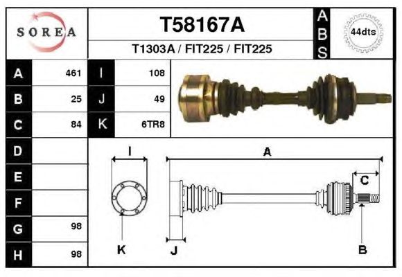 Aandrijfas T58167A