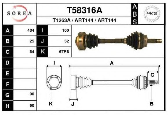 Veio de transmissão T58316A