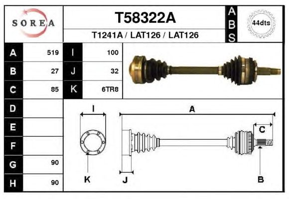 Árbol de transmisión T58322A