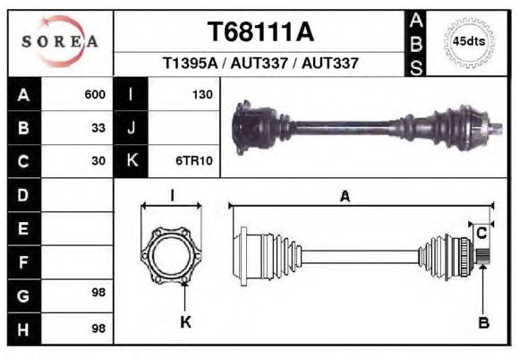 Arbre de transmission T68111A