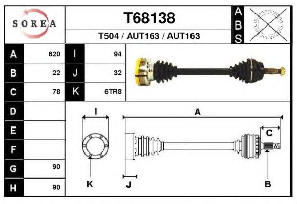 Arbre de transmission T68138