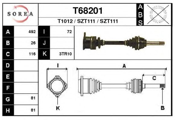 Arbre de transmission T68201