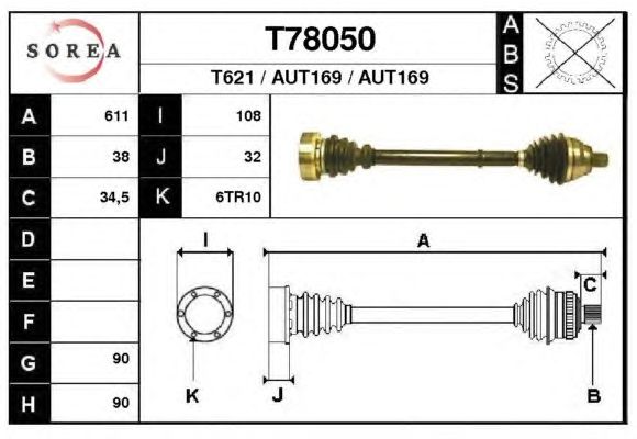 Arbre de transmission T78050