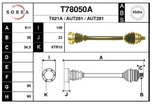 Arbre de transmission T78050A