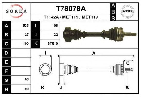 Árbol de transmisión T78078A