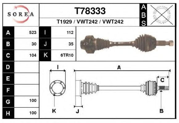 Arbre de transmission T78333