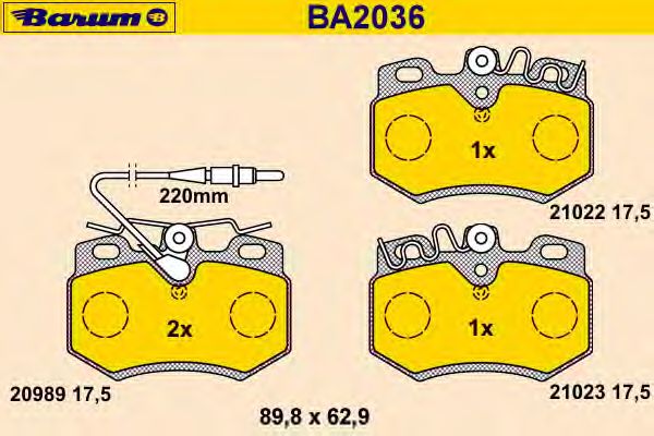 Комплект тормозных колодок, дисковый тормоз BA2036