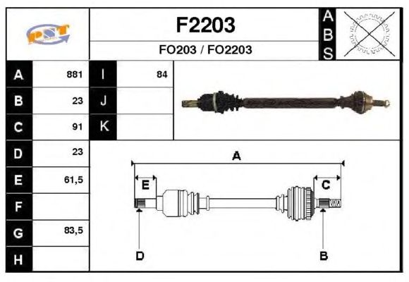 Aandrijfas F2203