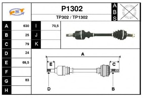 Arbre de transmission P1302