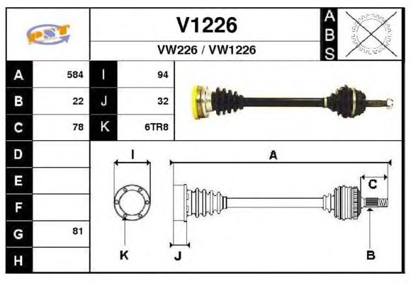 Arbre de transmission V1226