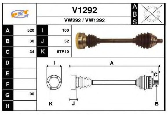 Arbre de transmission V1292