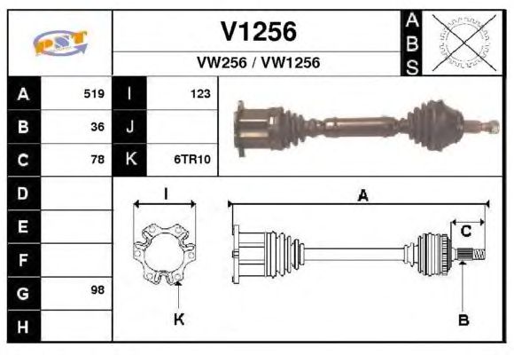 Arbre de transmission V1256