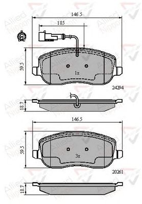 Комплект тормозных колодок, дисковый тормоз ADB11747
