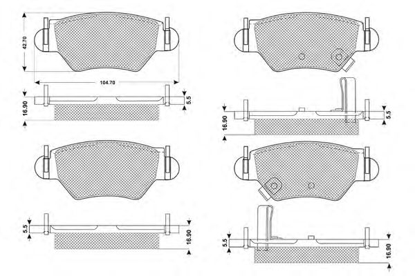 Комплект тормозных колодок, дисковый тормоз PF1214