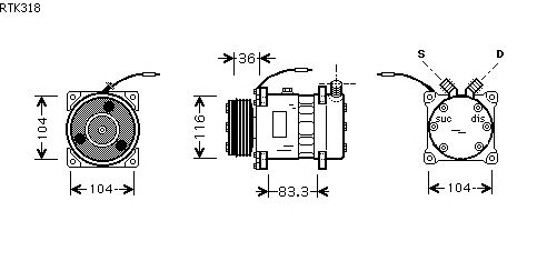 Compresor, aire acondicionado RTK318