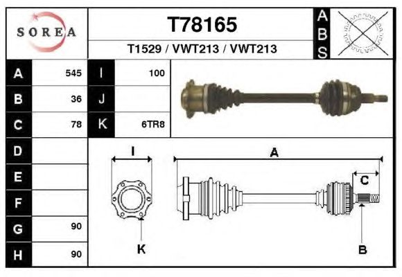 Arbre de transmission T78165