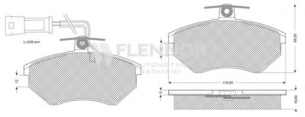 Комплект тормозных колодок, дисковый тормоз FB210201