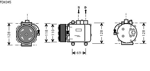 Kompressor, klimaanlegg FDK045