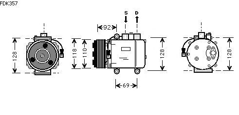 Compresor, aire acondicionado FDK357