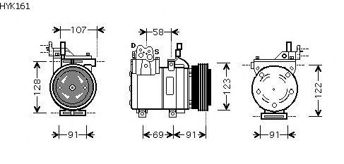 Compresor, aire acondicionado HYK161