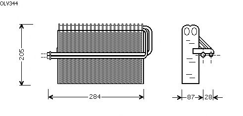 Evaporator, air conditioning OLV344