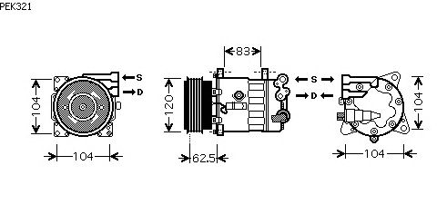 Compressor, ar condicionado PEK321