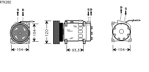 Compresor, aire acondicionado RTK282