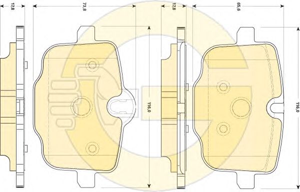 Комплект тормозных колодок, дисковый тормоз 6118691