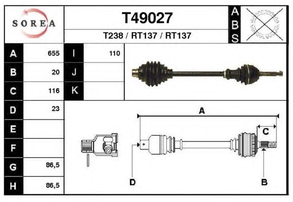 Veio de transmissão T49027