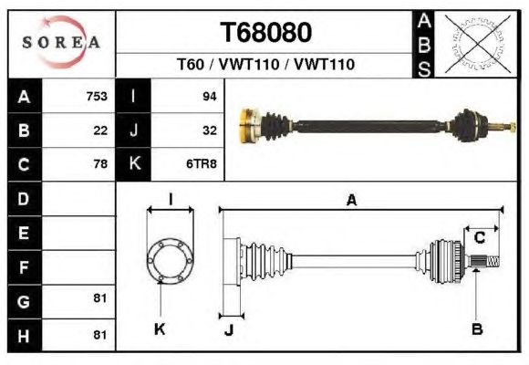 Veio de transmissão T68080