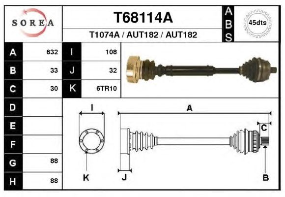 Arbre de transmission T68114A