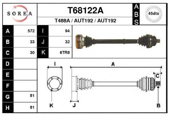 Arbre de transmission T68122A