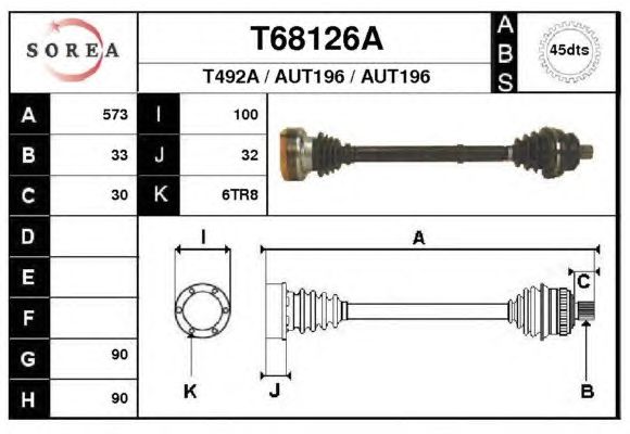 Arbre de transmission T68126A