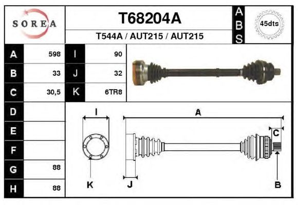 Arbre de transmission T68204A
