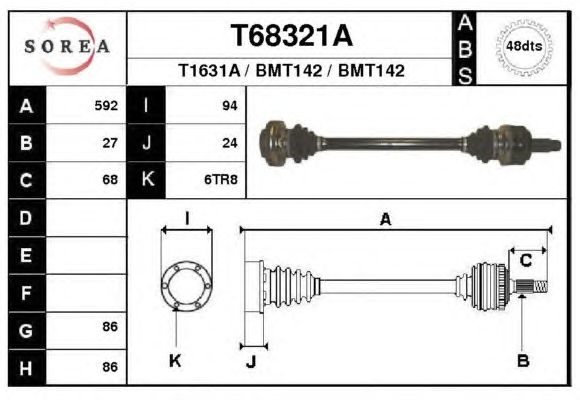 Arbre de transmission T68321A
