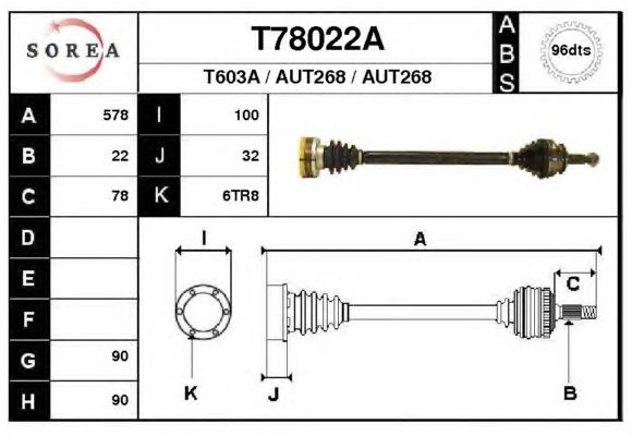 Arbre de transmission T78022A