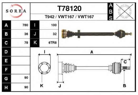 Arbre de transmission T78120
