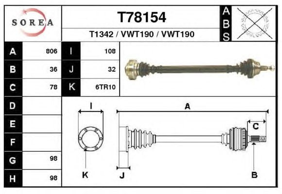 Arbre de transmission T78154
