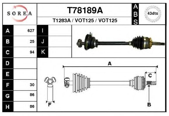 Arbre de transmission T78189A